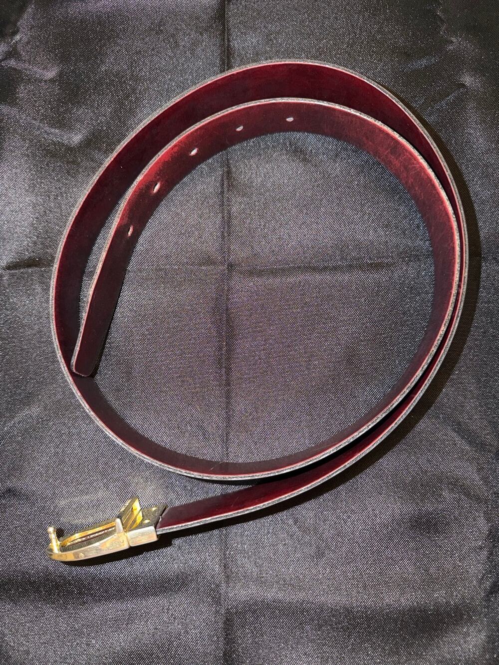 Vintage Geoffrey Beene dual-sided reversible black burgundy leather belt size 44